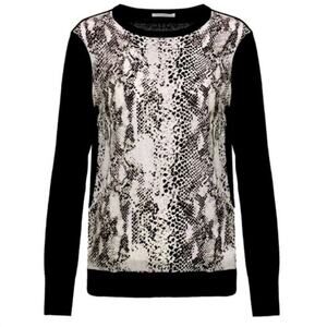 NWT New Equipment Femme Roland Crew Silk Wool Top in Black Combo Size XS
